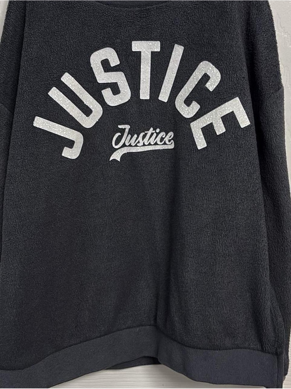 Justice Black Sweatshirt with Sparkling White Logo